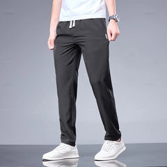 Casual Pants Ultra thin Slim Drawstring Elastic Waist Jogging Trousers