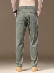 Men's Cargo Pants Solid Color Work Wear Elastic Waist Casual