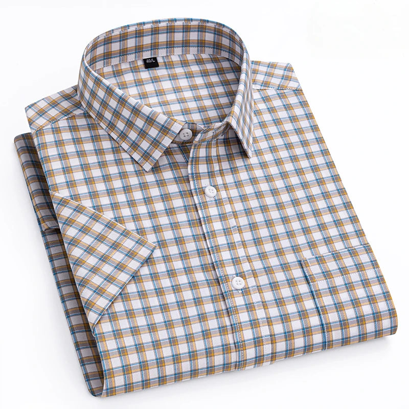 cotton summer short sleeve shirts for men slim fit office clothes