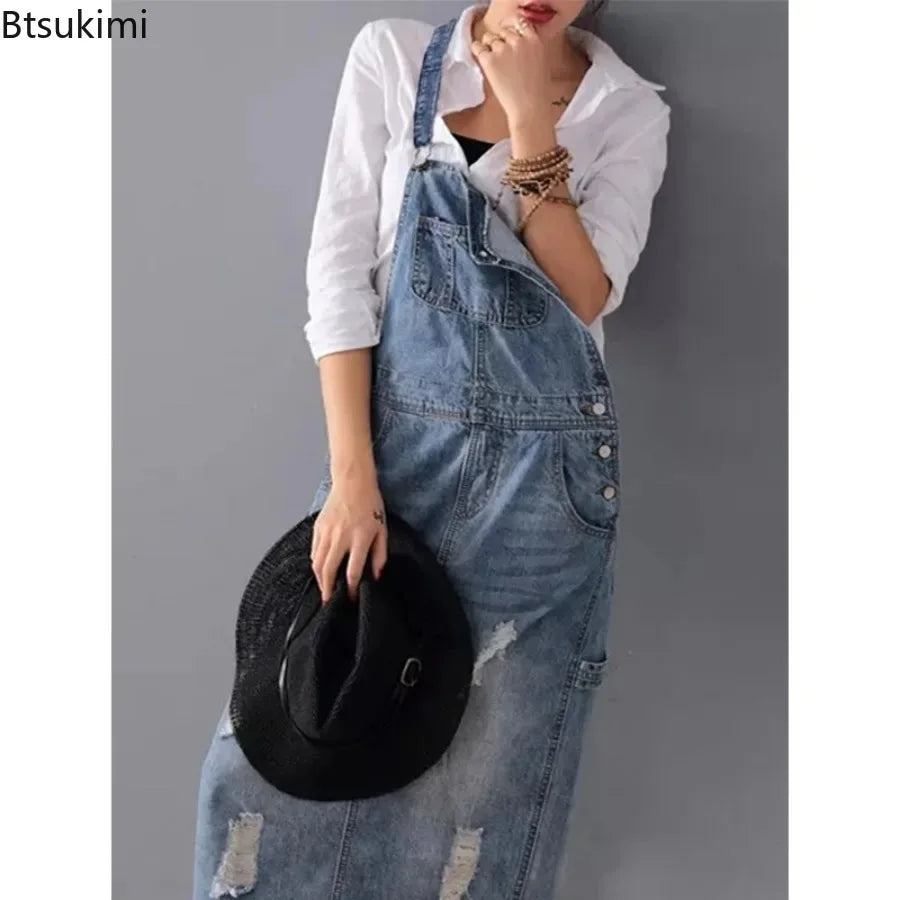 Women' Denim Dresses Suspender Sleeveless Strap Jumpsuit Overall