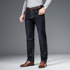 straight stretch denim classic style youth men's business casual jeans trousers