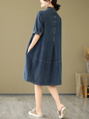 Plus Size Fashion Polo Short Sleeve Denim Dresses