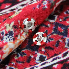 Red Floral Printing Jumpsuits Overalls V Neck Cotton Boho Wind Jumpsuit