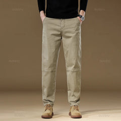 Cargo Pants Cotton Thick Solid Color Work Wear Casual Pant