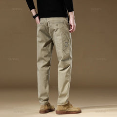 Cargo Pants Cotton Thick Solid Color Work Wear Casual Pant