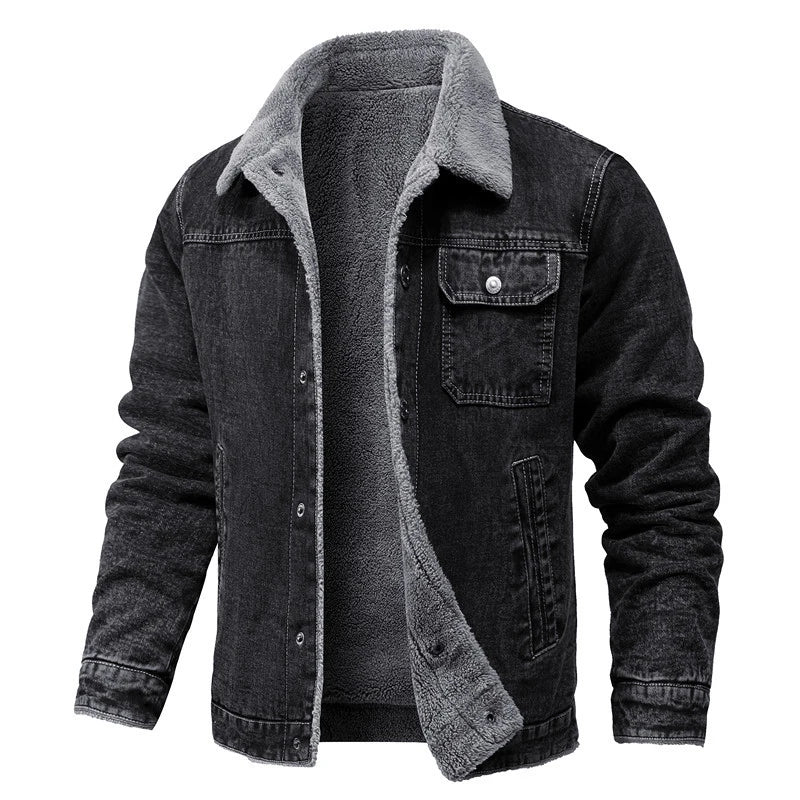 Men's Denim Jackets Man Casual Fleece Warm Windbreaker Fashion