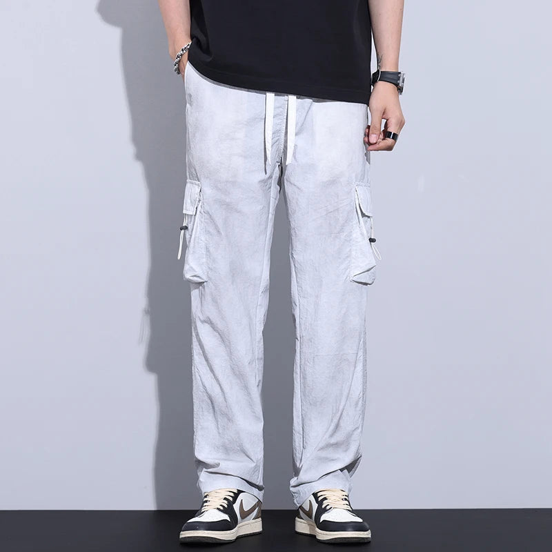 Summer Men's Ultra Thin Baggy Casual Pants Retro Casual