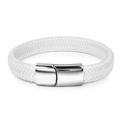 Fashion Simple White Leather Braid Bracelet Bangle