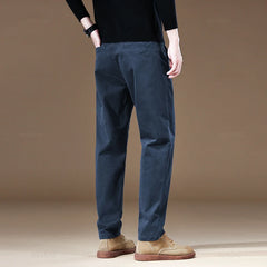 Men's Cargo Work Pants Cotton Thick Solid Color Wear Casual Trousers