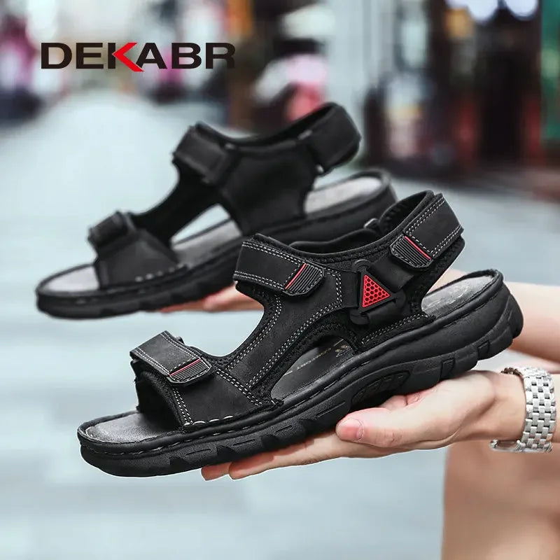 Genuine Leather Sandals Summer Casual Men Shoes