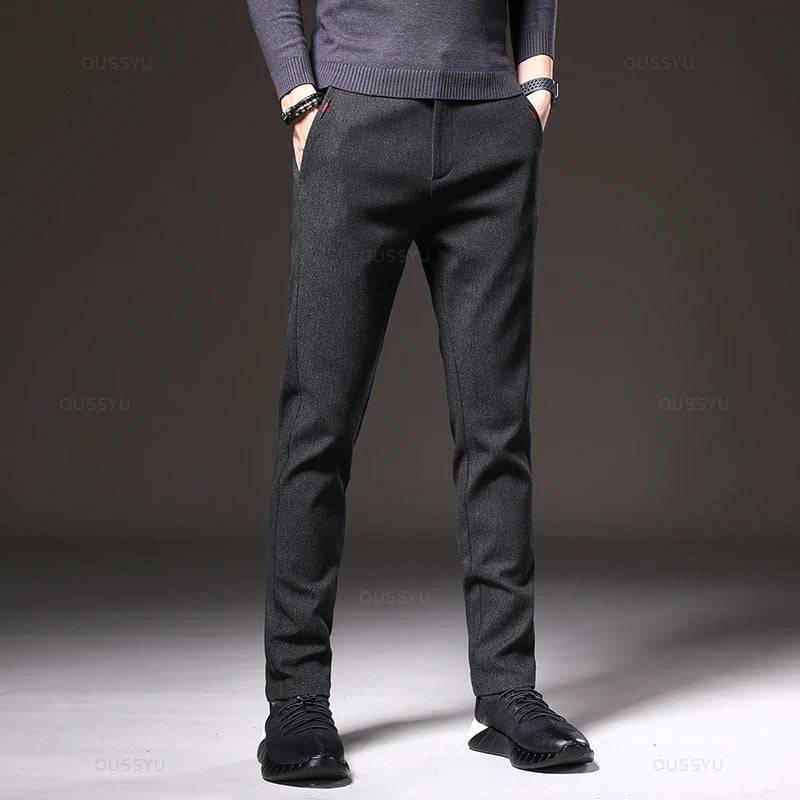 Clothing Winter Fleece Warm Brushed Fabric Casual Pants