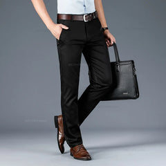 Summer Ultra-thin Men's Business Casual Pants High-waist Straight Elastic