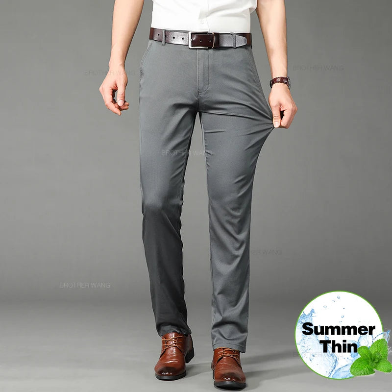 Men's Thin Casual Elastic Comfortable Fashion Straight Trousers