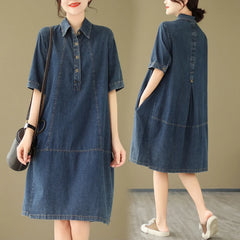 Plus Size Fashion Polo Short Sleeve Denim Dresses