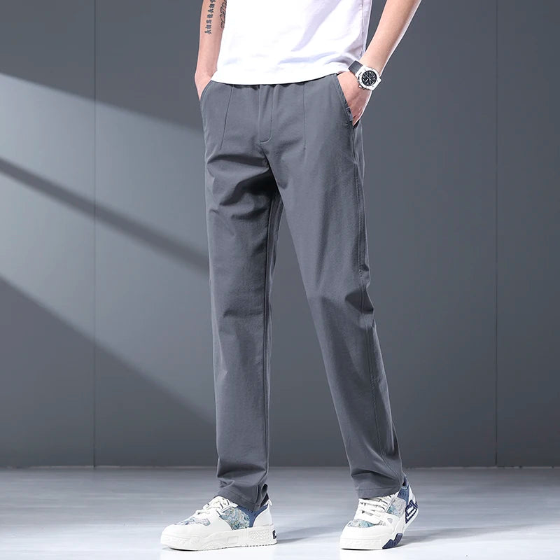 Summer Pants Men Casual Trousers Thin Zipper Pockets Sportswear