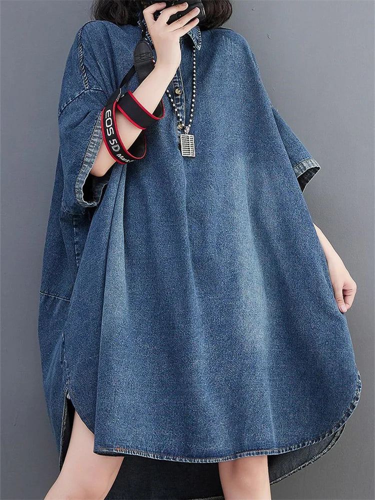 Oversized Summer Women Irregular Loose Denim Casual Big Size Pullover