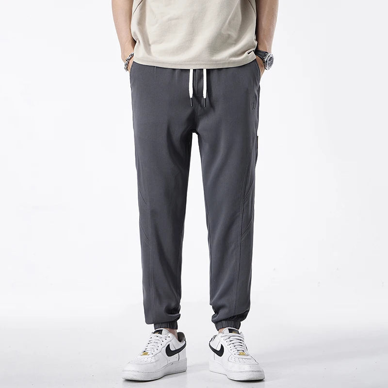 Baggy Casual Pants Solid Color Drawstring Elastic Waist Cargo Pant Simples