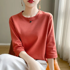 Short Sleeve T-Shirt Joker Cotton Cropped Sleeve Bottoming Shirt