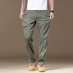 Men's Cargo Pants Thin Work Wear Elastic Waist Outdoors Jogger Casual Trousers