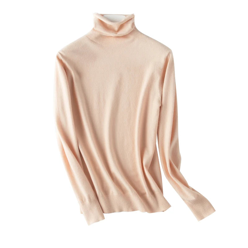 Women Sweater Turtleneck Slim Warm Pullovers Basic Knitted Tops