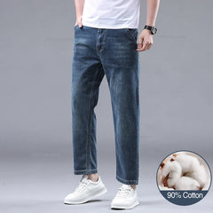 denim Ankle-Length Pants classic style Stretch fabric straight jeans