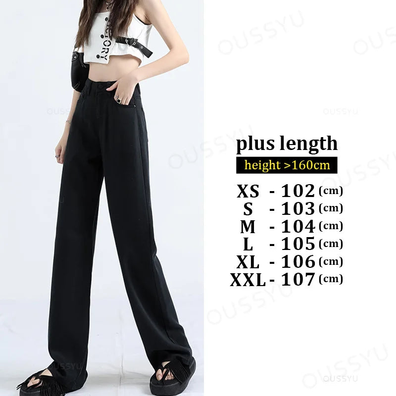 Thin Loose Straight High Waisted Pant Fashion Retro Casual Trousers