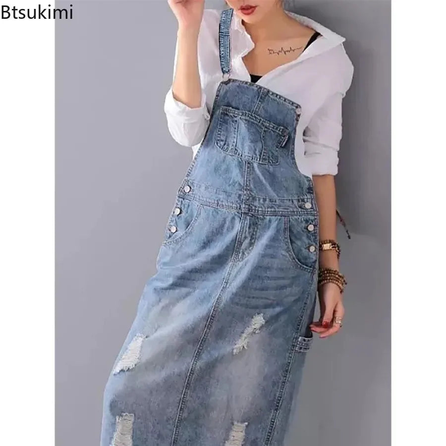 Women' Denim Dresses Suspender Sleeveless Strap Jumpsuit Overall