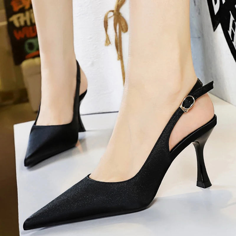 Shoes Women Sandals Pointed Kitten Heels Summer Shoes Silks Pumps