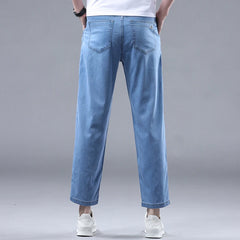 Style Men's Straight Casual Thin Jeans Denim Ankle-Length Pants