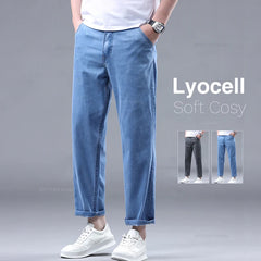 Style Men's Straight Casual Thin Jeans Denim Ankle-Length Pants