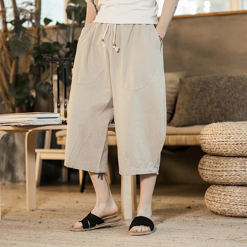 Summer Brand Japanese Style Loose Men's Cotton Harem Pants