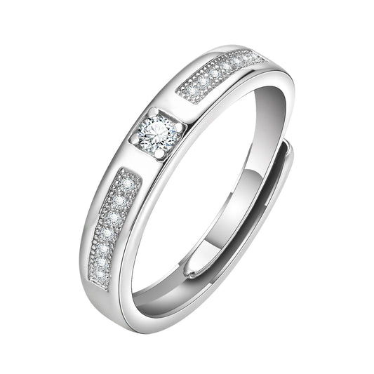 Adjustable 4mm Rings for Men Sparking Cubic Zirconia Stones