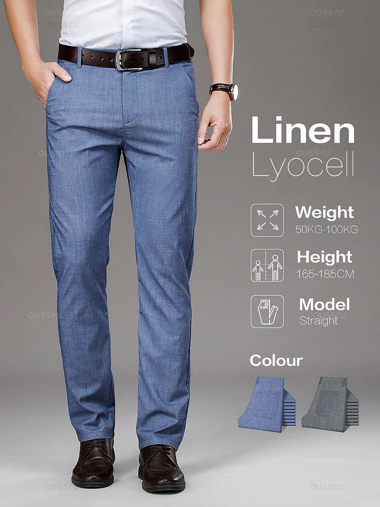 Suit Pants Men Straight Business Elegant Long Formal Trouser