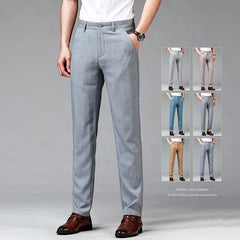 Thin Men's Casual Pants Linen Fabric Fashion Straight Trousers