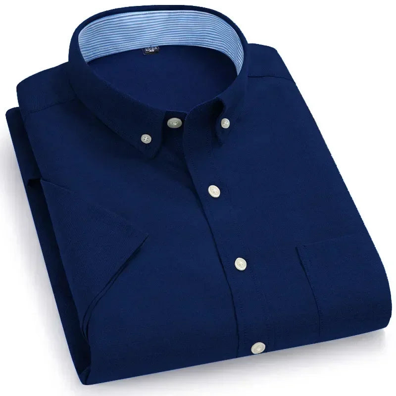 men's oxford textile shirt casual long sleeve solid color fashion