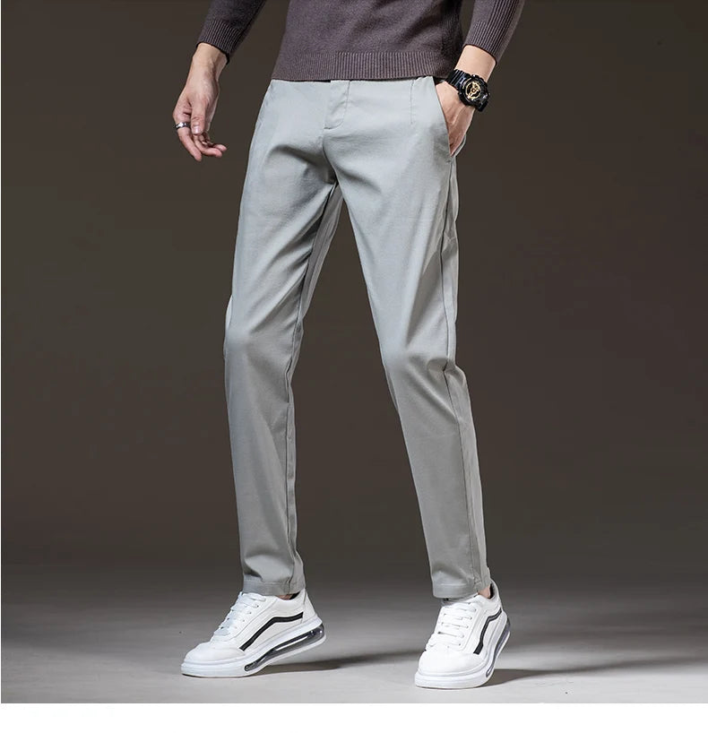 Slim Casual Pants Elastic Smooth Breathable Fashion Business Trousers