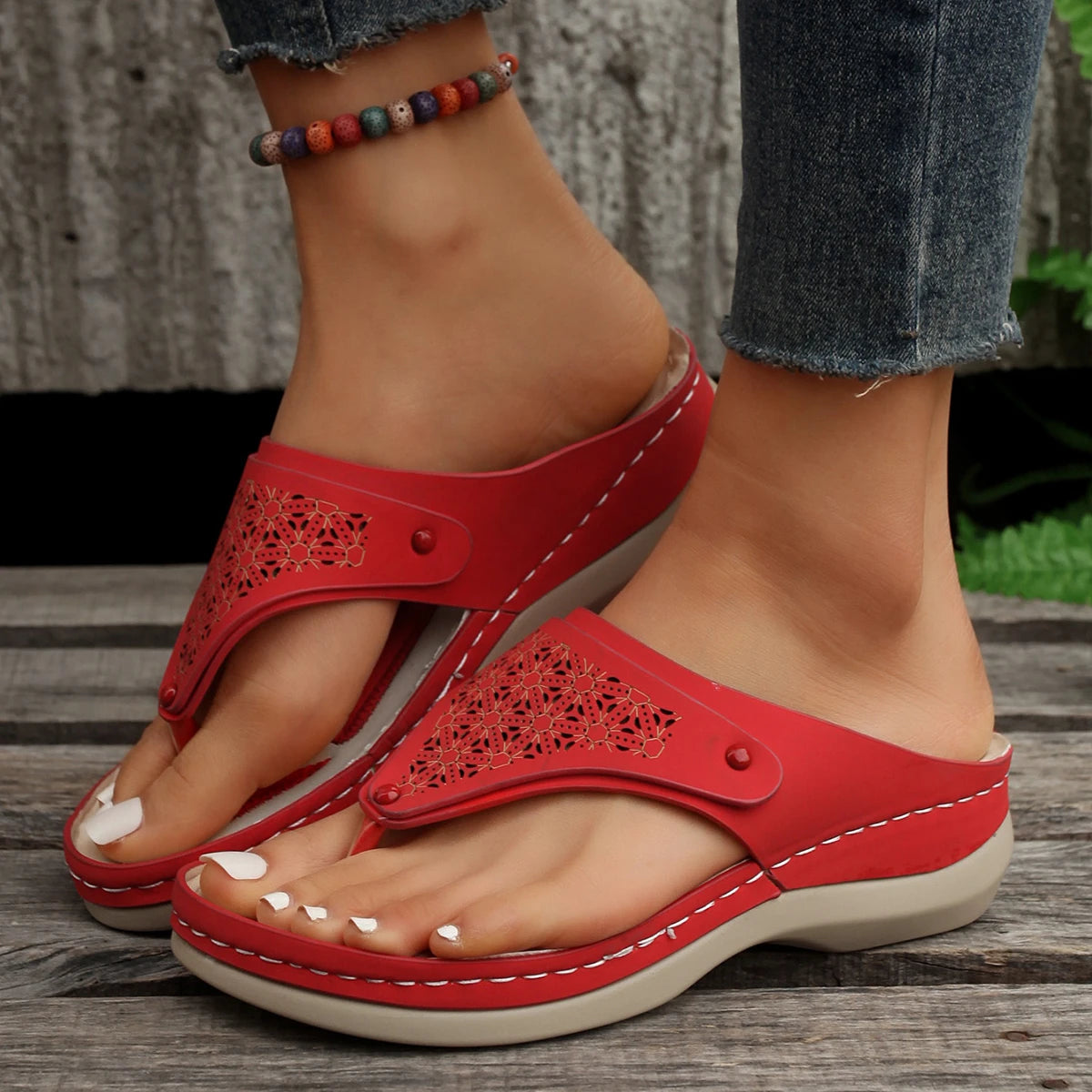 Summer Open Toe Flip Flops Wedges Comfortable Slippers