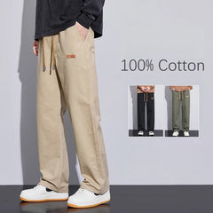 Baggy Men's Cotton Wide Leg Pants Fashion Elastic Waist