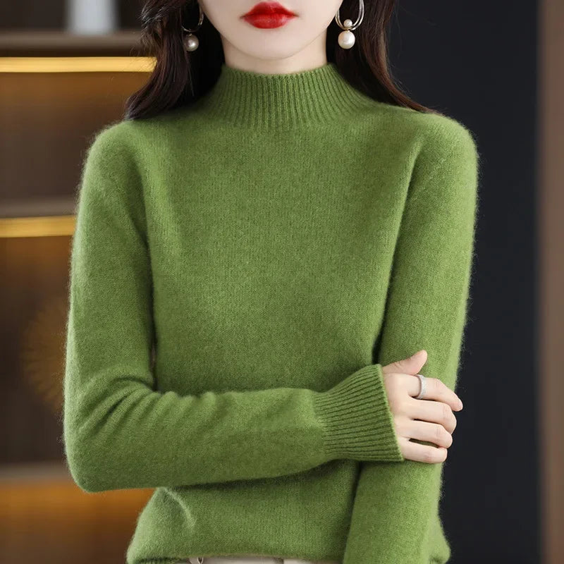 Sweater Fashion Warm Bottoming Shirts Half High Collar Basic Knitwear