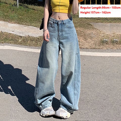 Retro High Waist Loose Wide Leg  Jeans Women Streetwear