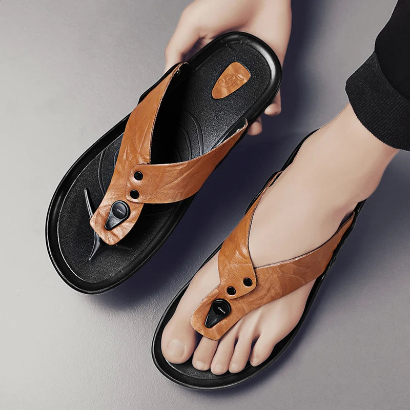 flip flops Men Sandals Slippers Leather Men Summer Shoes