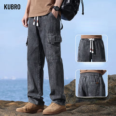 Harajuku Street Casual Cargo Pants Fashion Loose Straight Denim Trousers