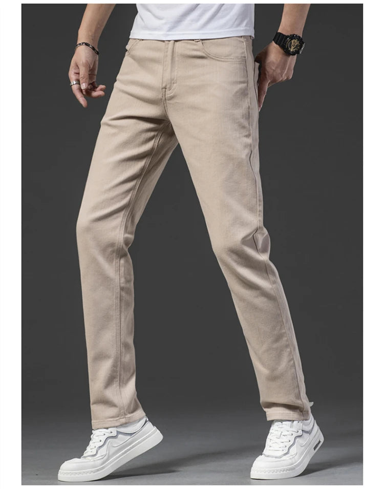 Cotton Stretch Men's Fitted Straight Pants