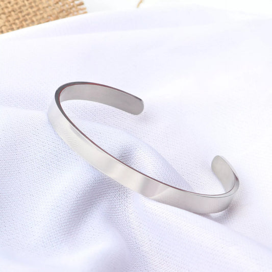 Classic Simple Men Open Adjustable Stainless Steel Bracelet