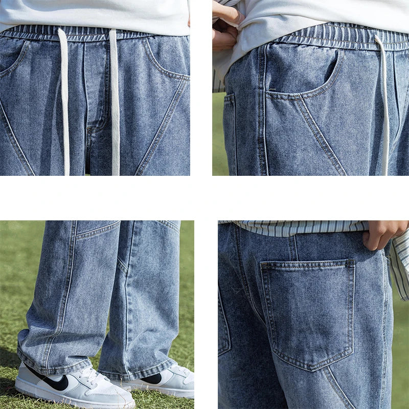 Style Men's Baggy Jeans Elastic Waist Streetwear Fashion