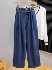 High Waist Casual Jeans Style Wide Leg Denim Pants