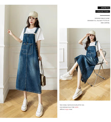 S-5XL Women Denim Dresses Spring Summer Big Pocket Loose Casual