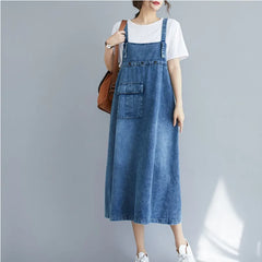 Overalls Spaghetti Straps Vintage Sleeveless Denim Dress