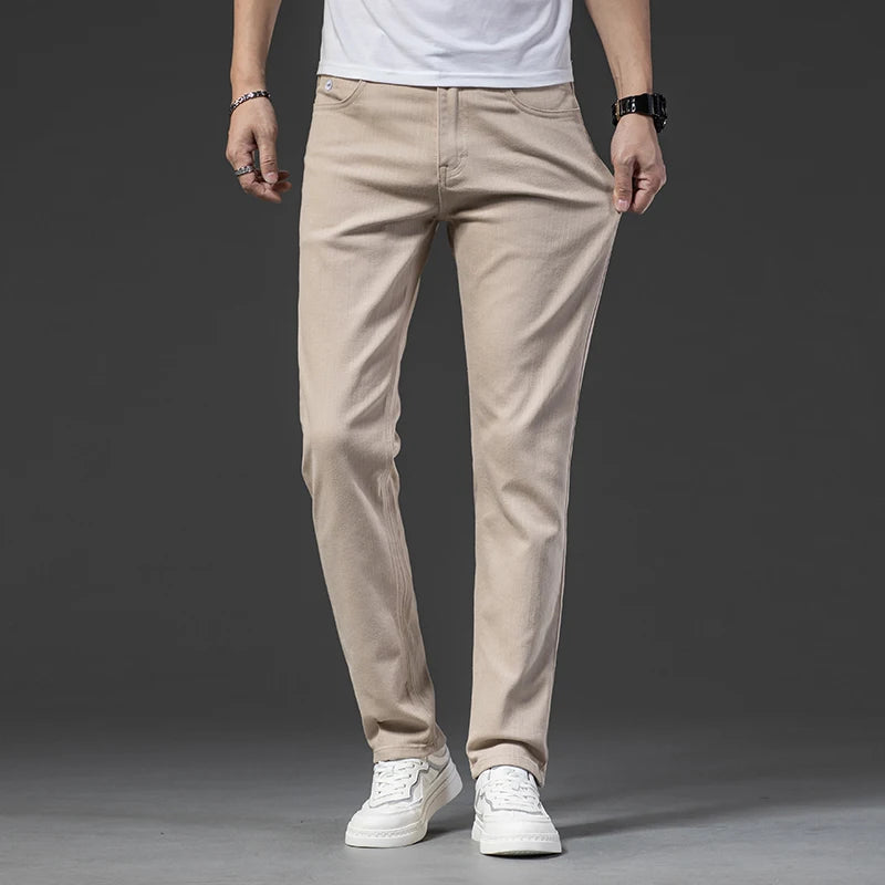 Cotton Stretch Men's Fitted Straight Pants