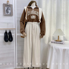 Vintage High Waist Corduroy Pants Classic Baggy Wide Leg Trousers
